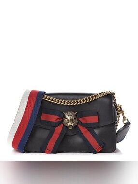 Gucci Nappa Sylvie Web Tiger Broadway Shoulder Bag Black Limited Edition